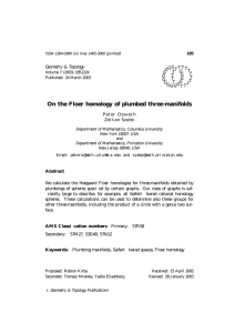 On the Floer homology of plumbed three-manifolds Geometry &amp; Topology G T