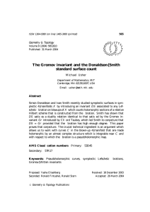 The Gromov invariant and the Donaldson{Smith standard surface count Geometry &amp; Topology G