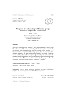 Weighted –cohomology of Coxeter groups based on barycentric subdivisons Geometry &amp; Topology