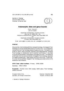 Holomorphic disks and genus bounds Geometry &amp; Topology G T