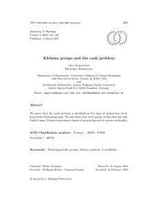 Kleinian groups and the rank problem Geometry &amp; Topology G T