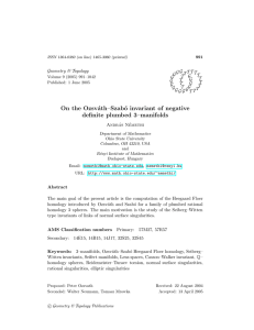 On the Ozsv´ ath–Szab´ o invariant of negative definite plumbed 3–manifolds