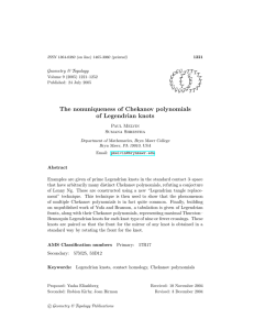 The nonuniqueness of Chekanov polynomials of Legendrian knots Geometry &amp; Topology Paul Melvin