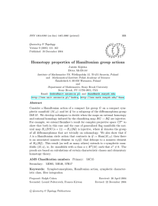 Homotopy properties of Hamiltonian group actions Geometry &amp; Topology Jarek Ke ¸dra