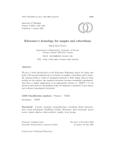 Khovanov’s homology for tangles and cobordisms Geometry &amp; Topology Dror Bar-Natan