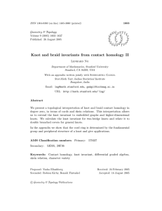 Knot and braid invariants from contact homology II Geometry &amp; Topology G T