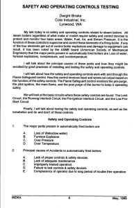 SAFETY AND OPERATING CONTROLS TESTING Dwight Briske Cole Industrial, Inc. Lynwood, WA