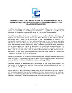 COMMUNIQUÉ ISSUED AT THE CONCLUSION OF THE THIRTY-SIXTH REGULAR MEETING... THE CONFERENCE OF HEADS OF GOVERNMENT OF THE CARIBBEAN COMMUNITY,...
