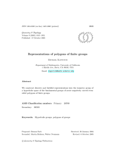 Representations of polygons of finite groups Geometry &amp; Topology G T