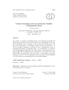 Contact homology and one parameter families of Legendrian knots Geometry &amp; Topology Tam´