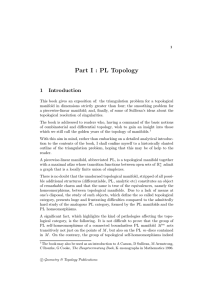 Part I : PL Topology 1 Introduction