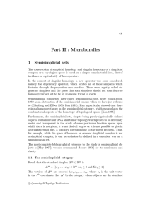 Part II : Microbundles 1 Semisimplicial sets