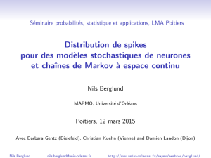 Distribution de spikes pour des mod` eles stochastiques de neurones