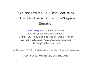 On the Interspike Time Statistics in the Stochastic FitzHugh–Nagumo Equation