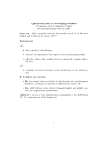Agricultural policy in developping countries (Preliminary work by St´ephane Cordier)