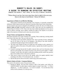 ROBERT'S RULES IN SHORT: A GUIDE TO RUNNING AN EFFECTIVE MEETING