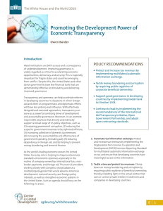 Promoting the Development Power of Economic Transparency POLICY	RECOMMENDATIONS Owen Barder