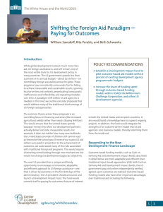 Shifting the Foreign Aid Paradigm— Paying for Outcomes POLICY	RECOMMENDATIONS