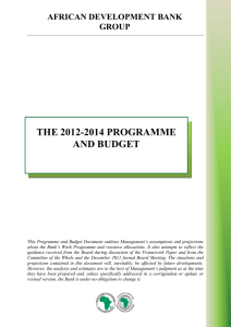 THE 2012-2014 PROGRAMME AND BUDGET AFRICAN DEVELOPMENT BANK GROUP