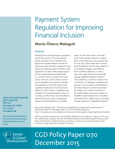 Payment System Regulation for Improving Financial Inclusion Maria Chiara Malaguti