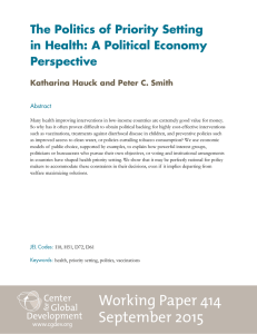 The Politics of Priority Setting in Health: A Political Economy Perspective