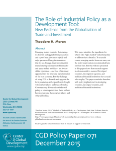 The Role of Industrial Policy as a Development Tool: