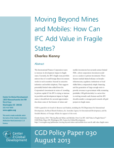 Moving Beyond Mines and Mobiles: How Can IFC Add Value in Fragile States?