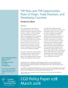 TPP Risks and TTIP Opportunities: Rules of Origin, Trade Diversion, and