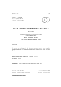 On the classification of tight contact structures I Geometry &amp; Topology G T