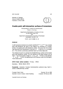 Double point self-intersection surfaces of immersions Geometry &amp; Topology G T