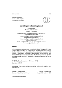 Levelling an unknotting tunnel Geometry &amp; Topology G T