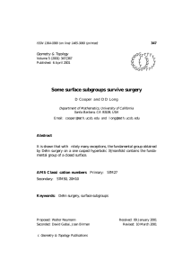 Some surface subgroups survive surgery Geometry &amp; Topology G T