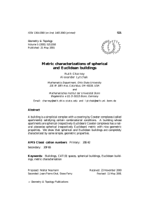 Metric characterizations of spherical and Euclidean buildings Geometry &amp; Topology G