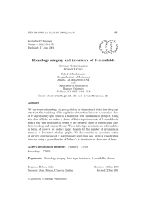 Homology surgery and invariants of 3–manifolds Geometry &amp; Topology Stavros Garoufalidis Jerome Levine