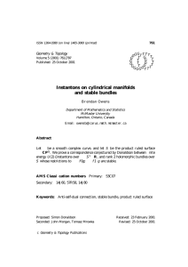 Instantons on cylindrical manifolds and stable bundles Geometry &amp; Topology G