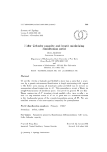 Hofer–Zehnder capacity and length minimizing Hamiltonian paths Geometry &amp; Topology G