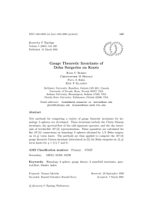 Gauge Theoretic Invariants of Dehn Surgeries on Knots Geometry &amp; Topology G