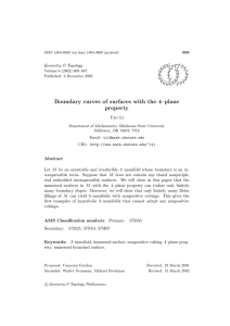 Boundary curves of surfaces with the 4–plane property Geometry &amp; Topology Tao Li