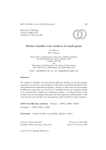 Surface bundles over surfaces of small genus Geometry &amp; Topology Jim Bryan