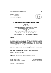 Surface bundles over surfaces of small genus Geometry &amp; Topology Jim Bryan