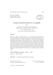Laminar Branched Surfaces in 3–manifolds Geometry &amp; Topology G T