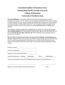 Extended Deadline Nomination Form Outstanding Faculty Awards 2015-2016 College of Education