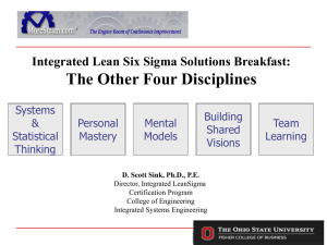 The Other Four Disciplines Integrated Lean Six Sigma Solutions Breakfast: Systems Building
