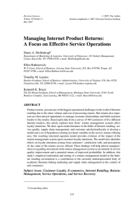 Managing Internet Product Returns: A Focus on Effective Service Operations