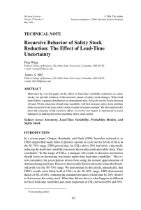 Recursive Behavior of Safety Stock Reduction: The Effect of Lead-Time Uncertainty TECHNICAL NOTE