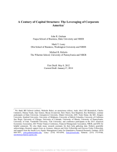 A Century of Capital Structure: The Leveraging of Corporate America