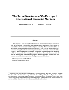 The Term Structures of Co-Entropy in International Financial Markets Fousseni Chabi-Yo Riccardo Colacito