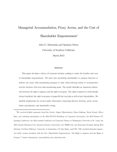 Managerial Accommodation, Proxy Access, and the Cost of Shareholder Empowerment ∗