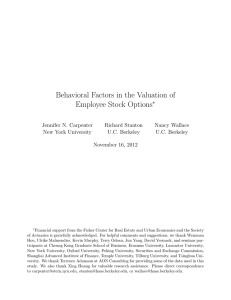 Behavioral Factors in the Valuation of Employee Stock Options