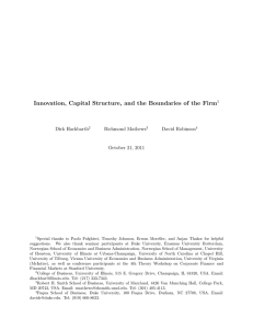 Innovation, Capital Structure, and the Boundaries of the Firm Dirk Hackbarth